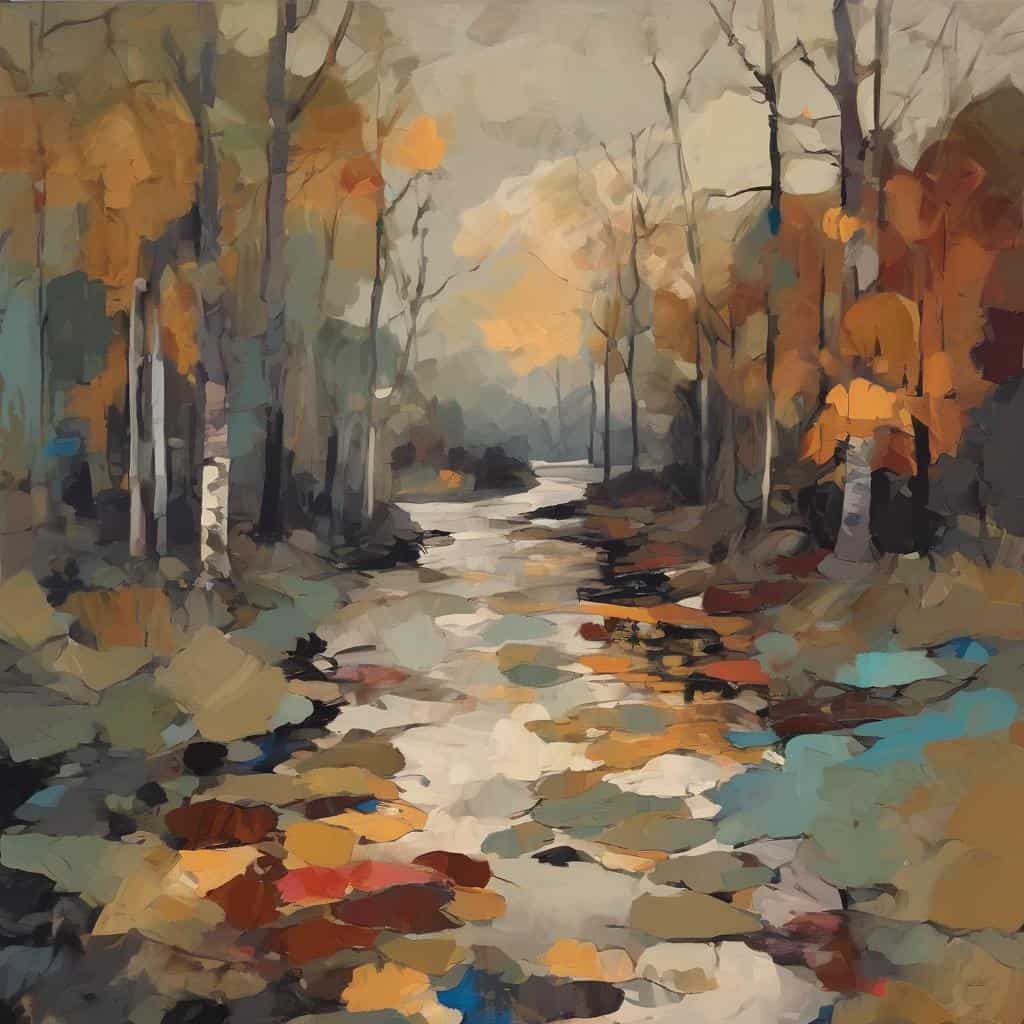 Χαρακτηριστική εικόνα με καλλιτεχνική επεξεργασία τοπίο δάσους και ποταμού.